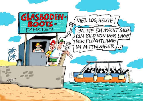 Cartoon: Auf den Grund gehen (medium) by RABE tagged flüchtlinge,flüchtlingskrise,flucht,vertreibung,mittelmeer,eu,boot,glasbodenboot,rabe,ralf,böhme,cartoon,karikatur,pressezeichnung,farbcaartoon,tagescaartoon,mittelmeerroute,grenzschutz,fluchthelfer,hafen,italien,flüchtlinge,flüchtlingskrise,flucht,vertreibung,mittelmeer,eu,boot,glasbodenboot,rabe,ralf,böhme,cartoon,karikatur,pressezeichnung,farbcaartoon,tagescaartoon,mittelmeerroute,grenzschutz,fluchthelfer,hafen,italien