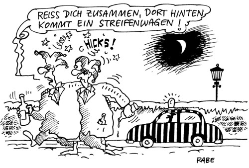 Cartoon: Auf Streife (medium) by RABE tagged karneval,fasching,narren,narrenkappe,pappnasen,männer,polizei,streifenwagen,polizeiauto,blaulicht,alkoholtest,alkoholkontrolle,prozente,pusteröhrchen,promille,promillegrenze,pkw,mond,straße,straßenlaterne,schnapsflasche,polizeiuniform,bullen,elferratssitzung,karneval,fasching,narren,narrenkappe,pappnasen,polizeiauto,blaulicht,alkoholtest,alkoholkontrolle,streifenwagen