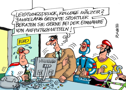 Cartoon: Aufputschmittel Zweite (medium) by RABE tagged arbeitsplatz,aufputschmittel,doping,stress,leistungsdruck,medikamente,rabe,ralf,böhme,cartoon,karikatur,pressezeichnung,farbcartoon,tagescartoon,sportler,tabletten,leistungsgesellschaft,büro,burnout,drogen,anabolika,radsport,eisschnelllauf,arbeitsplatz,aufputschmittel,doping,stress,leistungsdruck,medikamente,rabe,ralf,böhme,cartoon,karikatur,pressezeichnung,farbcartoon,tagescartoon,sportler,tabletten,leistungsgesellschaft,büro,burnout,drogen,anabolika,radsport,eisschnelllauf