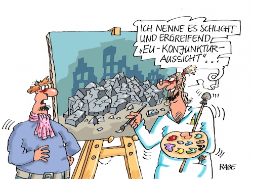 Cartoon: Aussichtsvolles (medium) by RABE tagged virus,corona,pandemie,coronakrise,rabe,ralf,böhme,cartoon,karikatur,pressezeichnung,farbcartoon,tagescartoon,viren,virenschutz,mundschutz,desinfektion,föderal,föderalismus,ländersache,lockerungen,eu,brüssel,konjunktur,konjunkturaussicht,aufschwung,rezession,prognose,stimmung,trümmer,trümmerhaufen,ruine,ruinenlandschaft,künstler,maler,leinwand,gemälde,virus,corona,pandemie,coronakrise,rabe,ralf,böhme,cartoon,karikatur,pressezeichnung,farbcartoon,tagescartoon,viren,virenschutz,mundschutz,desinfektion,föderal,föderalismus,ländersache,lockerungen,eu,brüssel,konjunktur,konjunkturaussicht,aufschwung,rezession,prognose,stimmung,trümmer,trümmerhaufen,ruine,ruinenlandschaft,künstler,maler,leinwand,gemälde