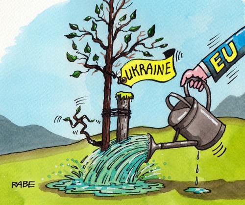 Cartoon: Auswüchse (medium) by RABE tagged ukraine,kiew,russland,putin,russen,faschisten,recht,rechtspartei,kreml,kremlchef,präsident,sanktionen,eu,brüssel,hilfe,unterstützung,milliarden,rabe,ralf,böhme,cartoon,karikatur,pressezeichnung,farbcartoon,baum,anpflanzung,bäumchen,gärtner,giessen,giesskanne,wasser,trieb,austrieb,spross,setzling,rinde,euro,steinmeier,aussenminister,parlament,regierung,gärtnerei,frühjahrspepflanzung,ukraine,kiew,russland,putin,russen,faschisten,recht,rechtspartei,kreml,kremlchef,präsident,sanktionen,eu,brüssel,hilfe,unterstützung,milliarden,rabe,ralf,böhme,cartoon,karikatur,pressezeichnung,farbcartoon,baum,anpflanzung,bäumchen,gärtner,giessen,giesskanne,wasser,trieb,austrieb,spross,setzling,rinde,euro,steinmeier,aussenminister,parlament,regierung,gärtnerei,frühjahrspepflanzung