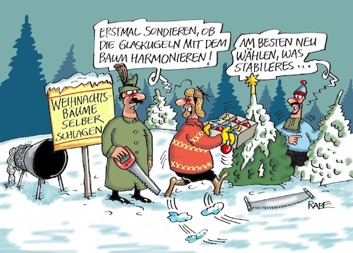 Cartoon: Bäumeschlagen (medium) by RABE tagged grüne,jamaika,sondierungsgespräche,regierungsbildung,amtshandlung,rabe,ralf,böhme,cartoon,karikatur,pressezeichnung,farbcartoon,tagescartoon,sondierung,neuwahlen,stabilität,groko,regierungsbeteiligung,steinmeier,spd,martin,schulz,bundespräsident,weihnachten,weihnachtsbaum,förster,säge,baumschlagen,christbaum,baumschmuck,glaskugeln,grüne,jamaika,sondierungsgespräche,regierungsbildung,amtshandlung,rabe,ralf,böhme,cartoon,karikatur,pressezeichnung,farbcartoon,tagescartoon,sondierung,neuwahlen,stabilität,groko,regierungsbeteiligung,steinmeier,spd,martin,schulz,bundespräsident,weihnachten,weihnachtsbaum,förster,säge,baumschlagen,christbaum,baumschmuck,glaskugeln