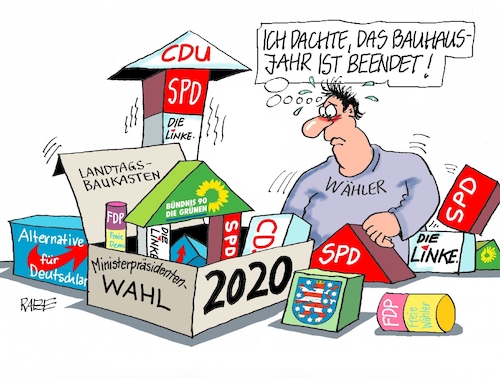 Cartoon: Bauhausjahr forever (medium) by RABE tagged cdu,landtagswahlen,thüringen,erfurt,wahldebakel,akk,rücktritt,kanzlerkandidatur,rabe,ralf,böhme,cartoon,karikatur,pressezeichnung,farbcartoon,tagescartoon,rettung,bauhaus,weimar,baukasten,bausteine,wähler,cdu,landtagswahlen,thüringen,erfurt,wahldebakel,akk,rücktritt,kanzlerkandidatur,rabe,ralf,böhme,cartoon,karikatur,pressezeichnung,farbcartoon,tagescartoon,rettung,bauhaus,weimar,baukasten,bausteine,wähler