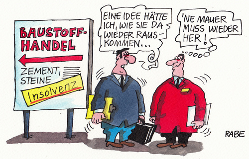 Cartoon: Baumarkt (medium) by RABE tagged mauer,mauerbau,grenze,ostberlin,westberlin,ulbricht,todesstreifen,grenzer,rabe,ralf,böhme,cartoon,karikatur,pressezeichnung,farbcartoon,tagescartoon,insolvenz,steine,zement,baumarkt,baustoffhandel,insolvenzverwalter,mauer,mauerbau,grenze,ostberlin,westberlin,ulbricht,todesstreifen,grenzer,rabe,ralf,böhme,cartoon,karikatur,pressezeichnung,farbcartoon,tagescartoon,insolvenz,steine,zement,baumarkt,baustoffhandel,insolvenzverwalter