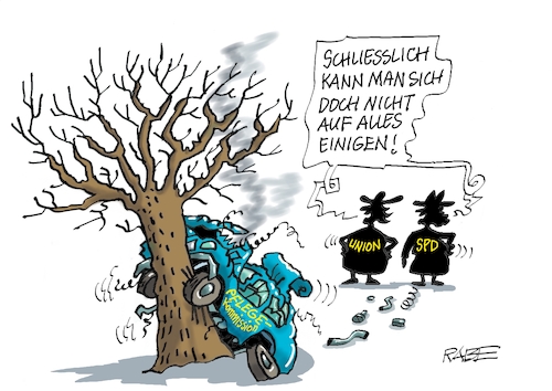 Cartoon: Baumpflege (medium) by RABE tagged merz,kanzler,koalition,union,spd,klingbeil,cartoon,karikatur,pressezeichnung,farbcartoon,tagescartoon,db,bahn,frühling,frühjahr,frühjahrsputz,ice,zug,blumenkasten,blumenkästen,esc,songcontest,pflege,pflegereform,pflegekommission,kommission,baum,unfall,pkw,totalschaden,merz,kanzler,koalition,union,spd,klingbeil,cartoon,karikatur,pressezeichnung,farbcartoon,tagescartoon,db,bahn,frühling,frühjahr,frühjahrsputz,ice,zug,blumenkasten,blumenkästen,esc,songcontest,pflege,pflegereform,pflegekommission,kommission,baum,unfall,pkw,totalschaden