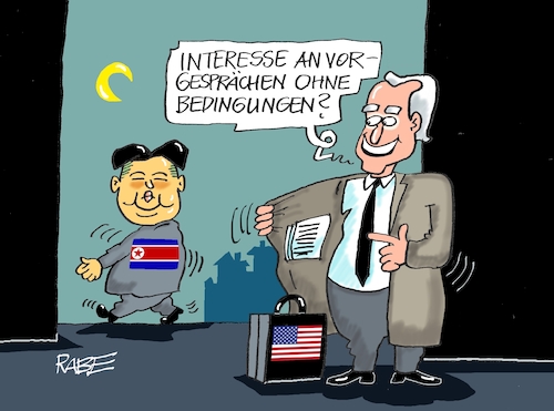 Cartoon: Bedingungsloses (medium) by RABE tagged joe,biden,präsident,usa,washington,kim,jong,un,nordkorea,machthaber,diktator,südkorea,rabe,ralf,böhme,cartoon,karikatur,pressezeichnung,farbcartoon,tagescartoon,gespräche,gesprächsangebot,vorgespräche,bedingungen,abrüstung,verhandlung,nacht,joe,biden,präsident,usa,washington,kim,jong,un,nordkorea,machthaber,diktator,südkorea,rabe,ralf,böhme,cartoon,karikatur,pressezeichnung,farbcartoon,tagescartoon,gespräche,gesprächsangebot,vorgespräche,bedingungen,abrüstung,verhandlung,nacht