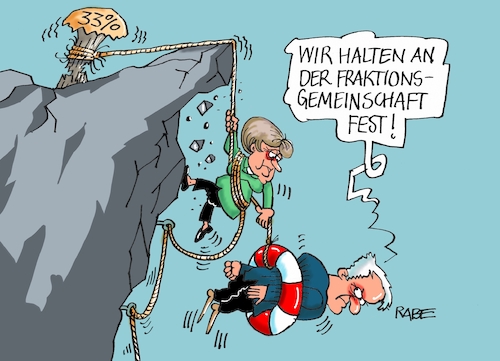 Cartoon: Bergretter (medium) by RABE tagged bundestag,bundestagssitzung,bundestagswahl,schlagabtausch,lammert,merkel,gabril,rabe,ralf,böhme,cartoon,karikatur,pressezeichnung,farbcartoon,tagescartoon,loge,überreste,mülltonne,wahlprogramme,michl,csu,seehofer,bayern,wahlniederlage,stimmenverlust,koalitionsbildung,schwesternpartei,afd,jamaika,grüne,lindner,berg,bergsteiger,rettung,rettungsring,bundestag,bundestagssitzung,bundestagswahl,schlagabtausch,lammert,merkel,gabril,rabe,ralf,böhme,cartoon,karikatur,pressezeichnung,farbcartoon,tagescartoon,loge,überreste,mülltonne,wahlprogramme,michl,csu,seehofer,bayern,wahlniederlage,stimmenverlust,koalitionsbildung,schwesternpartei,afd,jamaika,grüne,lindner,berg,bergsteiger,rettung,rettungsring