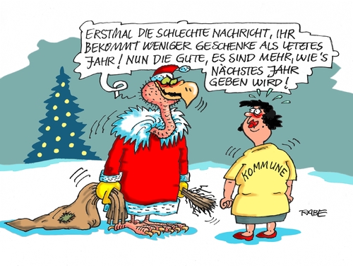 Cartoon: Bescherung (medium) by RABE tagged weihnachten,bescherung,geschenke,weihnachtsmann,geier,assgeier,kommunen,haushalt,zuweisungen,haushaltskasse,finanzminister,euro,ausgaben,einnahmen,rabe,ralf,böhme,cartoon,karikatur,pressezeichnung,farbcartoon,tagescartoon,weihnachtsbaum,weihnachten,bescherung,geschenke,weihnachtsmann,geier,assgeier,kommunen,haushalt,zuweisungen,haushaltskasse,finanzminister,euro,ausgaben,einnahmen,rabe,ralf,böhme,cartoon,karikatur,pressezeichnung,farbcartoon,tagescartoon,weihnachtsbaum