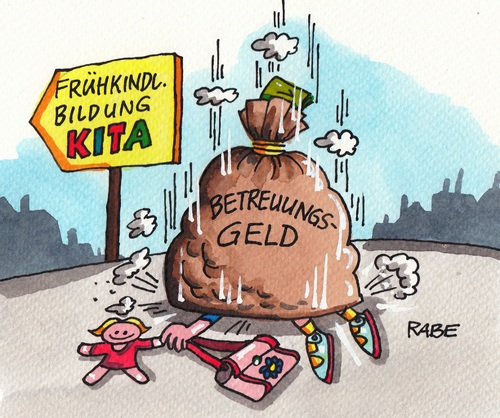 Cartoon: Betreuungsgeld (medium) by RABE tagged betreuungsgeld,erziehungsgeld,kita,kindergarten,kinderkrippe,erzieherinnen,schwarzgelb,frühkindliche,bildungs,bildungsbereich,bildungswesen,rabe,ralf,böhme,cartoon,karikatur,pressezeichnung,farbcartoon,tagescartoon,eltern,herdprämie,elterngeld,geldsack,betreuungsgeld,erziehungsgeld,kita,kindergarten,kinderkrippe,erzieherinnen,schwarzgelb,frühkindliche,bildungs,bildungsbereich,bildungswesen,rabe,ralf,böhme,cartoon,karikatur,pressezeichnung,farbcartoon,tagescartoon,eltern,herdprämie,elterngeld,geldsack