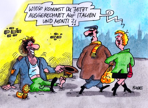 Cartoon: Bettelmonti (medium) by RABE tagged eurodebatte,debatte,schwarzgelb,koalition,fdp,rösler,cdu,merkel,kanzlerin,finanzchefs,brüssel,eu,eurorettung,schuldenkrise,krise,euro,rettungsschirm,eurobonds,geschlossenheit,einigkeit,parteispitze,kanzleramt,berlin,italien,monti,fiskalpakt,euro,krise,schuldenkrise,eu,brüssel,finanzchefs,merkel,rösler