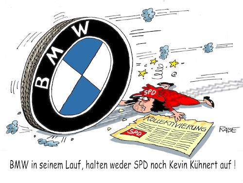 Cartoon: BMW Kühnert (medium) by RABE tagged spd,kevin,kühnert,bmw,kollektivierung,rabe,ralf,böhme,cartoon,karikatur,pressezeichnung,farbcartoon,tagescartoon,ochs,esel,bayern,rad,sozialismus,planwirtschaft,honecker,ddr,sed,spd,kevin,kühnert,bmw,kollektivierung,rabe,ralf,böhme,cartoon,karikatur,pressezeichnung,farbcartoon,tagescartoon,ochs,esel,bayern,rad,sozialismus,planwirtschaft,honecker,ddr,sed