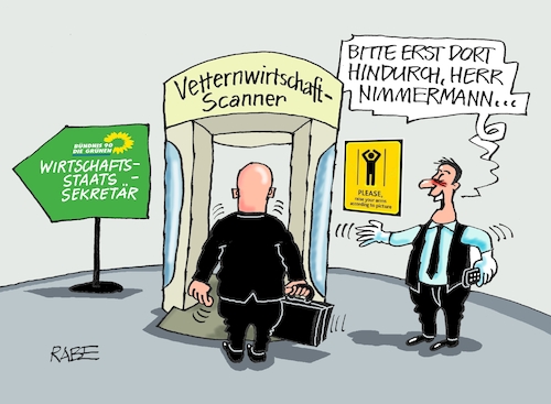 Cartoon: Bodyscanner ohne ts (medium) by RABE tagged graichen,habeck,grüne,nimmermann,staatssekretär,wirtschaftsstaatssekretär,vetternwirtschaft,rabe,ralf,böhme,cartoon,karikatur,pressezeichnung,farbcartoon,tagescartoon,scanner,bodyscanner,körperscanner,durchleuchtung,graichen,habeck,grüne,nimmermann,staatssekretär,wirtschaftsstaatssekretär,vetternwirtschaft,rabe,ralf,böhme,cartoon,karikatur,pressezeichnung,farbcartoon,tagescartoon,scanner,bodyscanner,körperscanner,durchleuchtung