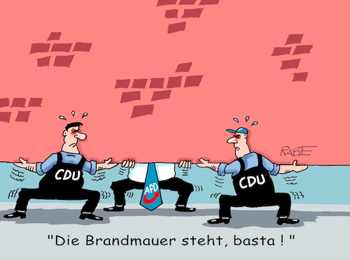 Cartoon: Brandmauer basta (medium) by RABE tagged merz,union,kanzler,fritze,koalition,spd,klingbeil,bundesregierung,rabe,ralf,böhme,cartoon,karikatur,pressezeichnung,farbcartoon,tagescartoon,fett,fettnapf,drecksarbeit,stelzen,training,brandmauer,afd,rechte,standbein,anhebung,basta,abgrenzung,cdu,merz,union,kanzler,fritze,koalition,spd,klingbeil,bundesregierung,rabe,ralf,böhme,cartoon,karikatur,pressezeichnung,farbcartoon,tagescartoon,fett,fettnapf,drecksarbeit,stelzen,training,brandmauer,afd,rechte,standbein,anhebung,basta,abgrenzung,cdu