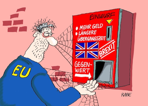 Cartoon: Brexiomat (medium) by RABE tagged brexit,briten,einbürgerung,deutschland,rabe,ralf,böhme,cartoon,karikatur,pressezeichnung,farbcartoon,tagescartoon,abgrund,bus,boris,johnson,davis,eu,automat,einwurf,gegenwert,euro,übergangszeit,spinne,spinnennetz,ultimatum,spinenweben,euros,frist,ausstig,juncker,merkel,brexit,briten,einbürgerung,deutschland,rabe,ralf,böhme,cartoon,karikatur,pressezeichnung,farbcartoon,tagescartoon,abgrund,bus,boris,johnson,davis,eu,automat,einwurf,gegenwert,euro,übergangszeit,spinne,spinnennetz,ultimatum,spinenweben,euros,frist,ausstig,juncker,merkel