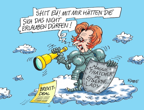 Cartoon: Brexit (medium) by RABE tagged brexit,briten,einbürgerung,deutschland,rabe,ralf,böhme,cartoon,karikatur,pressezeichnung,farbcartoon,tagescartoon,abgrund,bus,boris,johnson,tatcher,eiserne,lady,rost,wolke,fernglas,rüstung,brexitdesl,deal,brexit,briten,einbürgerung,deutschland,rabe,ralf,böhme,cartoon,karikatur,pressezeichnung,farbcartoon,tagescartoon,abgrund,bus,boris,johnson,tatcher,eiserne,lady,rost,wolke,fernglas,rüstung,brexitdesl,deal