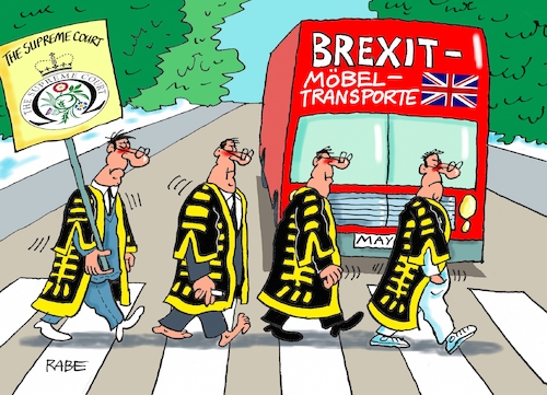 Cartoon: Brexit May (medium) by RABE tagged brexit,may,london,premierministerin,theresa,oberstes,gericht,supreme,court,urteil,austritt,parlament,eu,rabe,ralf,böhme,cartoon,karikatur,pressezeichnung,farbcartoon,tagescartoon,beatles,möbeltransport,abbey,road,zebrastreifen,crossing,brexit,may,london,premierministerin,theresa,oberstes,gericht,supreme,court,urteil,austritt,parlament,eu,rabe,ralf,böhme,cartoon,karikatur,pressezeichnung,farbcartoon,tagescartoon,beatles,möbeltransport,abbey,road,zebrastreifen,crossing