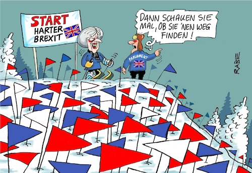 Cartoon: Brexitslalom (medium) by RABE tagged eugh,gerichtshof,brüssel,gesetz,beschluß,urteil,geldbuße,rabe,ralf,böhme,cartoon,karikatur,pressezeichnung,farbcartoon,tagescartoon,brexit,austritt,theresa,may,parlament,zustimmung,märz,gegner,beführworter,slalom,abfahrtslauf,strecke,ski,schnee,winter,eugh,gerichtshof,brüssel,gesetz,beschluß,urteil,geldbuße,rabe,ralf,böhme,cartoon,karikatur,pressezeichnung,farbcartoon,tagescartoon,brexit,austritt,theresa,may,parlament,zustimmung,märz,gegner,beführworter,slalom,abfahrtslauf,strecke,ski,schnee,winter