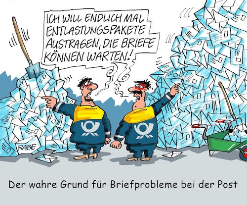 Cartoon: Briefprobleme (medium) by RABE tagged post,briefprobleme,postauto,postzusteller,briefträger,dhl,paketdienst,rabe,ralf,böhme,cartoon,karikatur,pressezeichnung,farbcaartoon,tagescartoon,entlastungspaket,gaspreise,inflation,teuerung,briefberge,mistgabel,verzögerungen,verspätungen,postkunde,post,briefprobleme,postauto,postzusteller,briefträger,dhl,paketdienst,rabe,ralf,böhme,cartoon,karikatur,pressezeichnung,farbcaartoon,tagescartoon,entlastungspaket,gaspreise,inflation,teuerung,briefberge,mistgabel,verzögerungen,verspätungen,postkunde