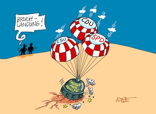 Cartoon: Bruchlandung (medium) by RABE tagged merz,kanzler,koalition,union,spd,klingbeil,cartoon,karikatur,pressezeichnung,farbcartoon,tagescartoon,db,bahn,frühling,frühjahr,frühjahrsputz,ice,zug,blumenkasten,blumenkästen,reiche,streit,spritpreis,energiepreis,bürger,reform,energiepreisabhilfe,eskalation,artemis,landung,fallschirm,orion,raumkapsel,mondmission,merz,kanzler,koalition,union,spd,klingbeil,cartoon,karikatur,pressezeichnung,farbcartoon,tagescartoon,db,bahn,frühling,frühjahr,frühjahrsputz,ice,zug,blumenkasten,blumenkästen,reiche,streit,spritpreis,energiepreis,bürger,reform,energiepreisabhilfe,eskalation,artemis,landung,fallschirm,orion,raumkapsel,mondmission