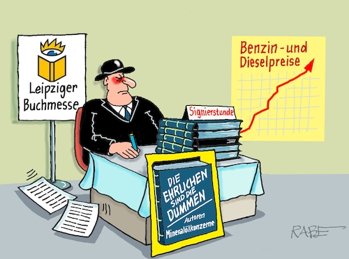 Cartoon: Buchmesse (medium) by RABE tagged merz,kanzler,koalition,union,spd,klingbeil,cartoon,karikatur,pressezeichnung,farbcartoon,tagescartoon,bürokratie,verwaltung,beamte,modernisierung,monster,drachen,schwert,holzschwert,nägel,säge,leipzig,buchmesse,signierstunde,mineralölkonzern,bücher,benzinpreise,dieselpreise,bilanz,preissteigerung,preissprünge,usa,trump,iran,irankrieg,hormus,bellestristik,literatur,roman,merz,kanzler,koalition,union,spd,klingbeil,cartoon,karikatur,pressezeichnung,farbcartoon,tagescartoon,bürokratie,verwaltung,beamte,modernisierung,monster,drachen,schwert,holzschwert,nägel,säge,leipzig,buchmesse,signierstunde,mineralölkonzern,bücher,benzinpreise,dieselpreise,bilanz,preissteigerung,preissprünge,usa,trump,iran,irankrieg,hormus,bellestristik,literatur,roman