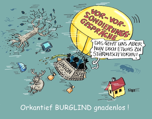 Cartoon: Burglind (medium) by RABE tagged grüne,jamaika,sondierungsgespräche,regierungsbildung,amtshandlung,rabe,ralf,böhme,cartoon,karikatur,pressezeichnung,farbcartoon,tagescartoon,sondierung,union,merkel,seehofer,csu,martin,schulz,spd,groko,neuwahlen,sturmtief,burglind,fesselballon,orkantief,kompromiss,zugeständnisse,grüne,jamaika,sondierungsgespräche,regierungsbildung,amtshandlung,rabe,ralf,böhme,cartoon,karikatur,pressezeichnung,farbcartoon,tagescartoon,sondierung,union,merkel,seehofer,csu,martin,schulz,spd,groko,neuwahlen,sturmtief,burglind,fesselballon,orkantief,kompromiss,zugeständnisse