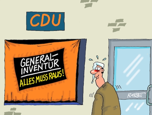 Cartoon: CDU mit Scheibe (medium) by RABE tagged merz,kanzler,koalition,union,spd,klingbeil,cartoon,karikatur,pressezeichnung,farbcartoon,tagescartoon,db,bahn,frühling,frühjahr,frühjahrsputz,ice,zug,blumenkasten,blumenkästen,esc,songcontest,generalinventur,inventur,sommerschlußverkauf,schlussverkauf,dekoration,schaufensterdeko,landtagswahl,senatswahl,berlin,mecklenburg,vorpommern,wahldebakel,wahlniederlage,reform,merz,kanzler,koalition,union,spd,klingbeil,cartoon,karikatur,pressezeichnung,farbcartoon,tagescartoon,db,bahn,frühling,frühjahr,frühjahrsputz,ice,zug,blumenkasten,blumenkästen,esc,songcontest,generalinventur,inventur,sommerschlußverkauf,schlussverkauf,dekoration,schaufensterdeko,landtagswahl,senatswahl,berlin,mecklenburg,vorpommern,wahldebakel,wahlniederlage,reform