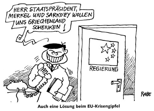 Cartoon: Chinesisches (medium) by RABE tagged euro,krise,krisengipfel,eu,brüssel,staatschefs,merkel,cdu,bundesregierung,frankreich,sarkozy,griechenland,athen,italien,portugal,irland,rettungspaket,rettungsschirm,schulden,pleite,schuldenkrise,schuldenerlass,staatspräsident,china,peking,geschenk,gastgeschenk,lösung,regierung,bakenbeteiligung,hilfsprogramm,schuldenproblem,finanzmärkte,sondergipfel,euro,krise,krisengipfel,brüssel,eu,staatschefs,merkel,cdu,bundesregierung,italien,athen,portugal,irland,rettungspaket