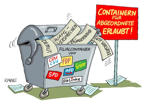 Cartoon: Containern (medium) by RABE tagged europawahl,mai,brüssel,eu,rabe,ralf,böhme,cartoon,karikatur,pressezeichnung,farbcartoon,tagescartoon,kreistag,kreistagswahlen,wahlsonntag,sitze,kandidaten,wahlcoaching,wähler,wählercoaching,coach,container,containern,müllcontainer,lebensmittel,bürgernähe,wahlversprechen,europawahl,mai,brüssel,eu,rabe,ralf,böhme,cartoon,karikatur,pressezeichnung,farbcartoon,tagescartoon,kreistag,kreistagswahlen,wahlsonntag,sitze,kandidaten,wahlcoaching,wähler,wählercoaching,coach,container,containern,müllcontainer,lebensmittel,bürgernähe,wahlversprechen