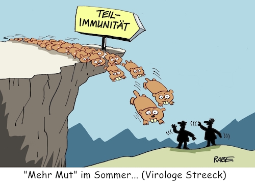 Cartoon: Coronalemminge (medium) by RABE tagged virus,corona,pandemie,coronakrise,rabe,ralf,böhme,cartoon,karikatur,pressezeichnung,farbcartoon,tagescartoon,viren,virenschutz,mundschutz,desinfektion,föderal,föderalismus,ländersache,virologe,streecke,mut,reisefreiheit,lockerungen,urlaubsreisen,lemminge,abgrund,sturz,durchseuchung,virus,corona,pandemie,coronakrise,rabe,ralf,böhme,cartoon,karikatur,pressezeichnung,farbcartoon,tagescartoon,viren,virenschutz,mundschutz,desinfektion,föderal,föderalismus,ländersache,virologe,streecke,mut,reisefreiheit,lockerungen,urlaubsreisen,lemminge,abgrund,sturz,durchseuchung