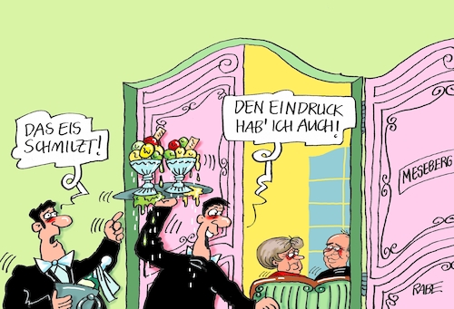 Cartoon: Das Eis schmilzt (medium) by RABE tagged russlan,moskau,präsidentenwahl,kreml,kremlchef,putin,rabe,ralf,böhme,cartoon,karikatur,pressezeichnung,farbcartoon,tagescartoon,schloß,meseberg,geist,treffen,arbeitstreffen,merkel,kanzlerin,austausch,annäherung,eis,schmelze,eisschmelze,eisbecher,ukraine,syrien,handelembargo,ostseepipeline,nordstream,russlan,moskau,präsidentenwahl,kreml,kremlchef,putin,rabe,ralf,böhme,cartoon,karikatur,pressezeichnung,farbcartoon,tagescartoon,schloß,meseberg,geist,treffen,arbeitstreffen,merkel,kanzlerin,austausch,annäherung,eis,schmelze,eisschmelze,eisbecher,ukraine,syrien,handelembargo,ostseepipeline,nordstream