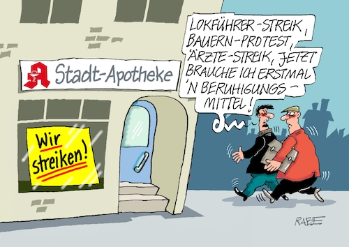 Cartoon: Das Gemüt streikt (medium) by RABE tagged bahn,db,bahnkunden,fahrpreis,fahrpreiserhöhung,rabe,ralf,böhme,cartoon,karikatur,pressezeichnung,farbcartoon,tagescartoon,schnellzug,bahnticket,schlusslicht,passagiere,bahnreisende,ärztestreik,arbeitskampf,bauernprotest,bauernblokade,weselsky,apotheke,apothekenstreik,beruhigung,beruhigungspillen,beruhigungsmittel,bahn,db,bahnkunden,fahrpreis,fahrpreiserhöhung,rabe,ralf,böhme,cartoon,karikatur,pressezeichnung,farbcartoon,tagescartoon,schnellzug,bahnticket,schlusslicht,passagiere,bahnreisende,ärztestreik,arbeitskampf,bauernprotest,bauernblokade,weselsky,apotheke,apothekenstreik,beruhigung,beruhigungspillen,beruhigungsmittel