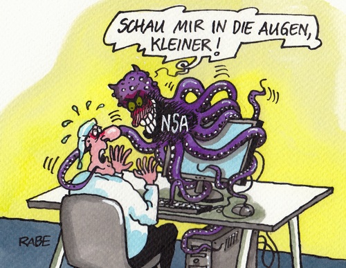 Cartoon: Datenkrake (medium) by RABE tagged daten,datenkrake,krake,internet,kopffüsser,tintenfisch,octopus,kalmar,nsa,geheimdienst,bnd,abhöraffäre,lauschangriff,edward,snowden,untersuchungsausschuss,rabe,ralf,böhme,cartoon,karikatur,pressezeichnung,farbcartoon,surfer,rechner,augen,überwachung,wanzen,einloggen,heartbleed,herzblut,daten,datenkrake,krake,internet,kopffüsser,tintenfisch,octopus,kalmar,nsa,geheimdienst,bnd,abhöraffäre,lauschangriff,edward,snowden,untersuchungsausschuss,rabe,ralf,böhme,cartoon,karikatur,pressezeichnung,farbcartoon,surfer,rechner,augen,überwachung,wanzen,einloggen,heartbleed,herzblut