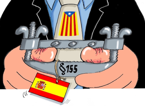 Cartoon: Daumenschrauben (medium) by RABE tagged katalanen,unabhängigkeit,spanien,madrid,putsch,barcelona,puigdemont,rabe,ralf,böhme,cartoon,karikatur,pressezeichnung,farbcartoon,tagescartoon,daumenschrauben,unabhängigkeitserklärung,katalanen,unabhängigkeit,spanien,madrid,putsch,barcelona,puigdemont,rabe,ralf,böhme,cartoon,karikatur,pressezeichnung,farbcartoon,tagescartoon,daumenschrauben,unabhängigkeitserklärung