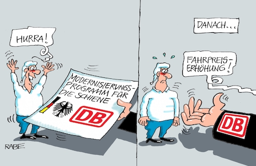 DB Modernisierung Schiene von RABE Politik Cartoon