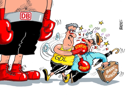 Cartoon: Den kleinen Mann triffts immer (medium) by RABE tagged weselky,gdl,lokführer,lokführergewerkschaft,bahn,db,bahnstreik,streik,ralf,böhme,rabe,cartoon,karikatur,pressezeichnung,farbcartoon,tagescartoon,boxen,boxkanpf,boxhandschuhe,bahnkunden,bahnreisende,ko,weselky,gdl,lokführer,lokführergewerkschaft,bahn,db,bahnstreik,streik,ralf,böhme,rabe,cartoon,karikatur,pressezeichnung,farbcartoon,tagescartoon,boxen,boxkanpf,boxhandschuhe,bahnkunden,bahnreisende,ko