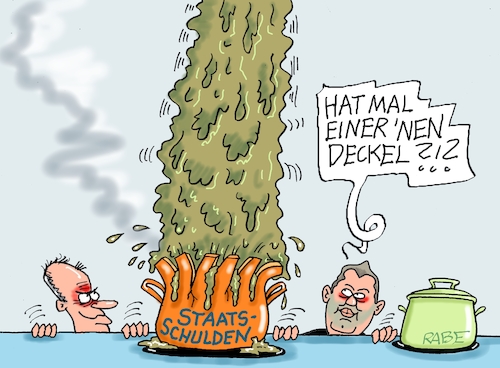 Cartoon: Der süße Brei (medium) by RABE tagged merz,kanzler,koalition,union,spd,klingbeil,cartoon,karikatur,pressezeichnung,farbcartoon,tagescartoon,db,bahn,frühling,frühjahr,frühjahrsputz,ice,zug,blumenkasten,blumenkästen,haushalt,beschluss,staatsschulden,schulden,herd,topf,topfdeckel,brei,reform,rente,krankenkasse,merz,kanzler,koalition,union,spd,klingbeil,cartoon,karikatur,pressezeichnung,farbcartoon,tagescartoon,db,bahn,frühling,frühjahr,frühjahrsputz,ice,zug,blumenkasten,blumenkästen,haushalt,beschluss,staatsschulden,schulden,herd,topf,topfdeckel,brei,reform,rente,krankenkasse