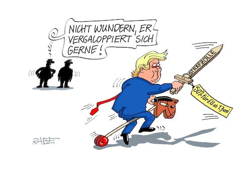 Cartoon: Donalds Steckenpferd (medium) by RABE tagged trrump,donald,präsident,usa,zoll,strafzoll,cartoon,karikatur,rabe,ralf,böhme,pressezeichnung,farbcartoon,tagescartoon,vatikan,büro,papst,franziskus,tod,sekretär,konklave,selbsternennung,kirche,bischof,steckenpferd,pony,spielzeug,reiter,galopp,eu,handelskrieg,trrump,donald,präsident,usa,zoll,strafzoll,cartoon,karikatur,rabe,ralf,böhme,pressezeichnung,farbcartoon,tagescartoon,vatikan,büro,papst,franziskus,tod,sekretär,konklave,selbsternennung,kirche,bischof,steckenpferd,pony,spielzeug,reiter,galopp,eu,handelskrieg