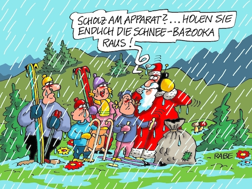 Cartoon: Doppel Schneewumms (medium) by RABE tagged ampelregierung,scholz,spd,grüne,fdp,lindner,kinder,kindergrundsicherung,rabe,ralf,böhme,cartoon,karikatur,pressezeichnung,farbcartoon,tagescartoon,hausmeister,ohren,zähne,weihnachten,weihnachtsmann,schnee,winter,regen,nässe,pfützen,regenschauer,klimawandel,familie,schlitten,ski,ampelregierung,scholz,spd,grüne,fdp,lindner,kinder,kindergrundsicherung,rabe,ralf,böhme,cartoon,karikatur,pressezeichnung,farbcartoon,tagescartoon,hausmeister,ohren,zähne,weihnachten,weihnachtsmann,schnee,winter,regen,nässe,pfützen,regenschauer,klimawandel,familie,schlitten,ski