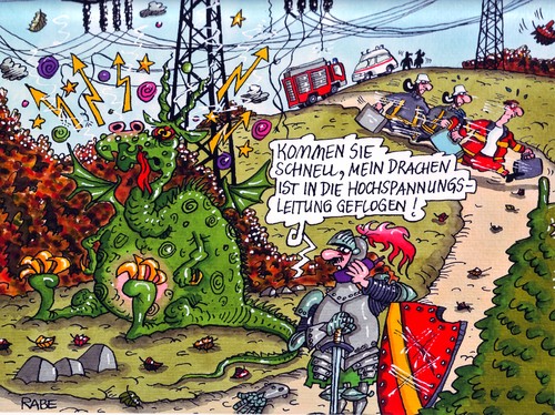 Cartoon: Drachensteigen (medium) by RABE tagged herbst,wind,sturm,herbstwind,herbststürme,drachen,drachensteigen,drachenflug,hochspannung,hochspannungsleitung,hochspannungsmast,feuerwehr,rettungsdienst,notarzt,reptiel,blitz,elektroschock,schlag,volt,ampere,absturz,unfall,katastrophe,snitäter,strom,stromausfall,rettungssanitäter,ritter,ritterrüstung,schild,schwert,trafostation,herbst,sturm,wind,herbststürme,herbstwind,drachen,drachenflug,drachensteigen,hochspannungsleitung,hochspannung,hochspannungsmast,feuerwehr,rettungsdienst,notarzt,ampere,schlag,elektroschock,absturz,unfall,katastrophe