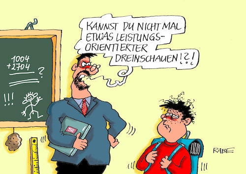 Cartoon: Dreingeschaut (medium) by RABE tagged schule,bildungssystem,lehrer,schüler,leistung,leistungsorientierung,beruf,klassenzimmer,schulabschluss,zeugnis,bildungsministerin,rabe,ralf,böhme,cartoon,karikatur,pressezeichnung,farbcartoon,tagescartoon,schulranzen,abitur,hochschule,realschule,bundesländer,erziehung,schule,bildungssystem,lehrer,schüler,leistung,leistungsorientierung,beruf,klassenzimmer,schulabschluss,zeugnis,bildungsministerin,rabe,ralf,böhme,cartoon,karikatur,pressezeichnung,farbcartoon,tagescartoon,schulranzen,abitur,hochschule,realschule,bundesländer,erziehung