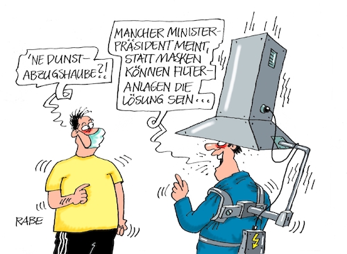 Cartoon: Dunstkiepe (medium) by RABE tagged virus,corona,pandemie,coronakrise,rabe,ralf,böhme,cartoon,karikatur,pressezeichnung,farbcartoon,tagescartoon,viren,virenschutz,mundschutz,desinfektion,föderal,föderalismus,ländersache,ministerpräsidenten,gesundheitsminister,lockerungen,maskenpflicht,tes,testpflicht,ramelow,dunst,dunstabzugshaube,filtertechnik,reiserückkehrer,quarantäne,virologen,auflagen,familienfeiern,söder,laschet,kretschmar,virus,corona,pandemie,coronakrise,rabe,ralf,böhme,cartoon,karikatur,pressezeichnung,farbcartoon,tagescartoon,viren,virenschutz,mundschutz,desinfektion,föderal,föderalismus,ländersache,ministerpräsidenten,gesundheitsminister,lockerungen,maskenpflicht,tes,testpflicht,ramelow,dunst,dunstabzugshaube,filtertechnik,reiserückkehrer,quarantäne,virologen,auflagen,familienfeiern,söder,laschet,kretschmar