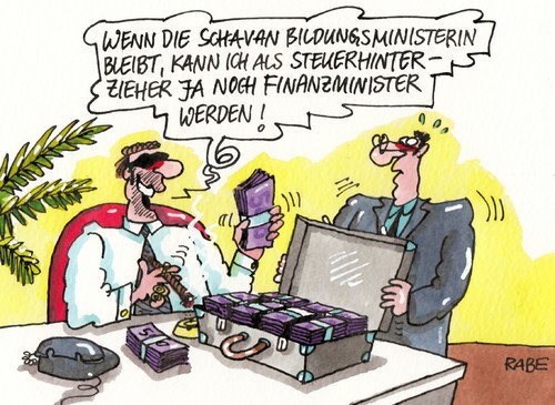 Cartoon: Einbildungsministerin (medium) by RABE tagged steuerbetrüger,schavan,bundesbildungsministerin,betrug,plagiat,plagiatsaffäre,guttenberg,studium,uni,doktorarbeit,rabe,ralf,böhme,cartoon,karikatur,düsseldorf,wissenschaftsstreit,prüfverfahren,fakultät,fakultätsrat,gutachter,verfahren,doktor,steuerhinterziehung,geld,geldkoffer,schweiz,finanzamt,finanzminister,steuerbetrüger,schavan,bundesbildungsministerin,betrug,plagiat,plagiatsaffäre,guttenberg,studium,uni,doktorarbeit,rabe,ralf,böhme,cartoon,karikatur,düsseldorf,wissenschaftsstreit,prüfverfahren,fakultät,fakultätsrat,gutachter,verfahren,doktor,steuerhinterziehung,geld,geldkoffer,schweiz,finanzamt,finanzminister