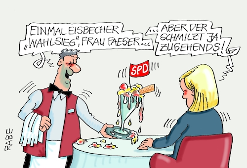 Cartoon: Eisbecherzecher (medium) by RABE tagged faeser,innenministerin,hessen,landtagswahl,rabe,ralf,böhme,cartoon,karikatur,pressezeichnung,farbcartoon,tagescartoon,wahlkampf,schlauchboot,umfragetief,kellner,eisbecher,schmelze,schmelzpunkt,eis,wirt,faeser,innenministerin,hessen,landtagswahl,rabe,ralf,böhme,cartoon,karikatur,pressezeichnung,farbcartoon,tagescartoon,wahlkampf,schlauchboot,umfragetief,kellner,eisbecher,schmelze,schmelzpunkt,eis,wirt