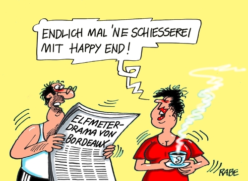 Cartoon: Elfmeterkrimi von Bordeaux (medium) by RABE tagged fußball,em,paris,nationalelf,löw,reus,ruby,brandt,bellarabi,rabe,ralf,böhme,cartoon,karikatur,pressezeichnung,farbcartoon,tagescartoo,auswahl,elfmeter,elfmeterschießen,bordeaux,fußballkrimi,schweinsteiger,tor,spieler,foul,halbfinale,stadion,europameisterschaft,keeper,torwart,neuer,buffo,italien,dfb,uefa,verlängerung,elf,führung,donnertag,frankreich,island,hummels,fußball,em,paris,nationalelf,löw,reus,ruby,brandt,bellarabi,rabe,ralf,böhme,cartoon,karikatur,pressezeichnung,farbcartoon,tagescartoo,auswahl,elfmeter,elfmeterschießen,bordeaux,fußballkrimi,schweinsteiger,tor,spieler,foul,halbfinale,stadion,europameisterschaft,keeper,torwart,neuer,buffo,italien,dfb,uefa,verlängerung,elf,führung,donnertag,frankreich,island,hummels