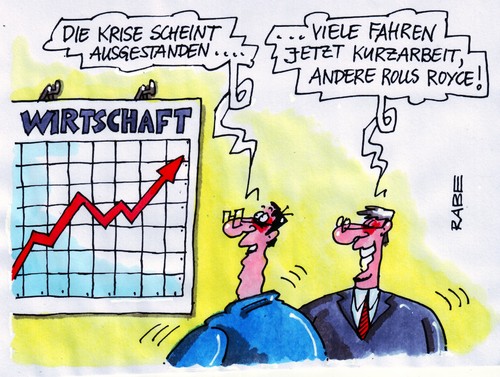 Cartoon: Ende der Krise (medium) by RABE tagged chefetage,wirtschaftswachstum,börse,wirtschaftsminister,gewinne,wirtschaftsbosse,royce,rolls,bilanzen,kurzarbeit,euro,konjunktur,aufschwung,krise,krise,aufschwung,konjunktur,euro,kurzarbeit,wirtschaftsbosse,wirtschaftsminister