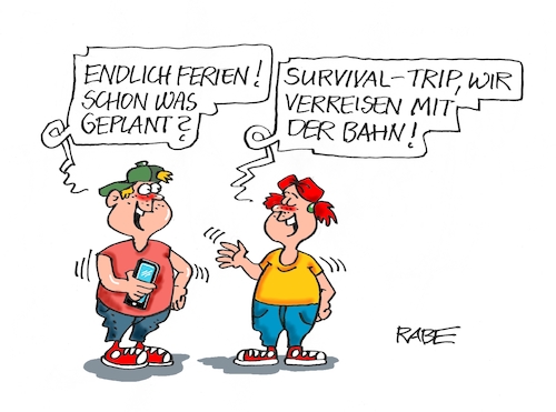 Cartoon: Erlebnisurlaub (medium) by RABE tagged gas,gassparen,gasnotstand,gasgeben,sanktionen,gasspeicher,gasheizung,rabe,ralf,böhme,cartoon,karikatur,pressezeichnung,farbcartoon,tagescartoon,robert,habeck,putin,ukrainekrieg,survival,überleben,trip,verreisen,db,bahn,neun,euro,ticket,schule,schuler,ferien,sommerferien,ferienbeginn,urlaubsreiseverkehr,chaos,züge,gas,gassparen,gasnotstand,gasgeben,sanktionen,gasspeicher,gasheizung,rabe,ralf,böhme,cartoon,karikatur,pressezeichnung,farbcartoon,tagescartoon,robert,habeck,putin,ukrainekrieg,survival,überleben,trip,verreisen,db,bahn,neun,euro,ticket,schule,schuler,ferien,sommerferien,ferienbeginn,urlaubsreiseverkehr,chaos,züge