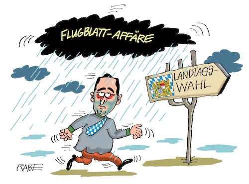 Cartoon: Es hubert wieder (medium) by RABE tagged bayern,söder,ministerpräsident,csu,münchen,landtagswahl,rabe,ralf,böhme,cartoon,karikatur,pressezeichnung,farbcartoon,tagescartoon,kanzler,kanzlerkandidat,kanzlerkandidatur,kanzleramt,verzicht,absage,hubert,aiwanger,freie,wähler,flugblatt,flugblattskandal,flugblattaffäre,antisemitismus,rechte,flugblätter,regen,regenwolke,wegweiser,bayern,söder,ministerpräsident,csu,münchen,landtagswahl,rabe,ralf,böhme,cartoon,karikatur,pressezeichnung,farbcartoon,tagescartoon,kanzler,kanzlerkandidat,kanzlerkandidatur,kanzleramt,verzicht,absage,hubert,aiwanger,freie,wähler,flugblatt,flugblattskandal,flugblattaffäre,antisemitismus,rechte,flugblätter,regen,regenwolke,wegweiser