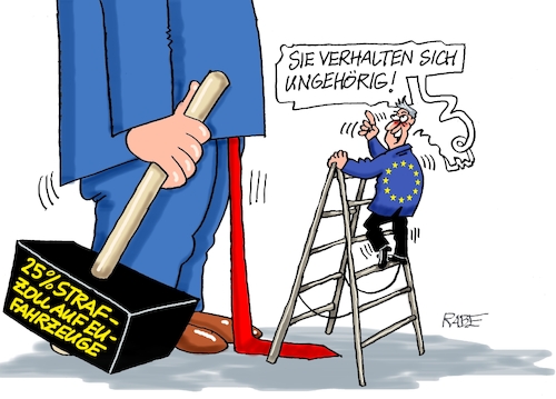 Cartoon: EU kritisiert (medium) by RABE tagged trump,präsident,usa,donald,einmarsch,erstürmung,cartoon,karikatur,pressezeichnung,rabe,ralf,böhme,farbcartoon,tagescartoon,venezuela,südamerika,maduro,regimewechsel,weltordnung,kongress,völkerrecht,strafzoll,strafzölle,europa,eu,fahrzeuge,pkw,autos,hammer,kritik,leiter,augenhöhe,trump,präsident,usa,donald,einmarsch,erstürmung,cartoon,karikatur,pressezeichnung,rabe,ralf,böhme,farbcartoon,tagescartoon,venezuela,südamerika,maduro,regimewechsel,weltordnung,kongress,völkerrecht,strafzoll,strafzölle,europa,eu,fahrzeuge,pkw,autos,hammer,kritik,leiter,augenhöhe