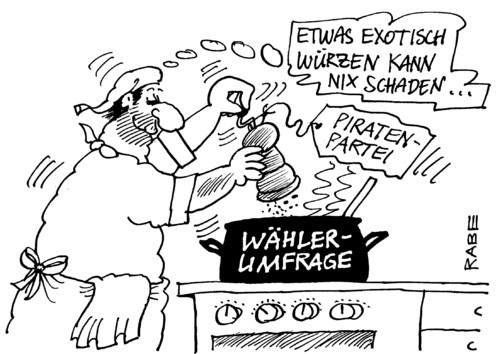 Cartoon: Exotisches (medium) by RABE tagged wähler,wahl,wählerumfrage,politbarometer,piraten,piratenpartei,pirateneinsatz,wählergunst,cdu,spd,fdp,linke,grüne,csu,koch,michel,gewürze,exot,pfeffermühle,gewürzmühle,schärfe,wähler,wählerumfrage,politbarometer,pirateneinsatz,piratenpartei,piraten