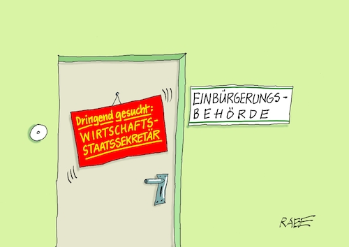 Cartoon: Fachkraft gesucht (medium) by RABE tagged einbürgerung,einbürgerrungsbehörde,einbürgerungstest,tür,schild,klingel,rabe,ralf,böhme,cartoon,karikatur,pressezeichnung,farbcartoon,tagescartoon,graichen,habeck,vetternwirtschaft,wirtschaftsstaatssekretär,staatssekretär,filz,trauzeugenaffäre,einbürgerung,einbürgerrungsbehörde,einbürgerungstest,tür,schild,klingel,rabe,ralf,böhme,cartoon,karikatur,pressezeichnung,farbcartoon,tagescartoon,graichen,habeck,vetternwirtschaft,wirtschaftsstaatssekretär,staatssekretär,filz,trauzeugenaffäre